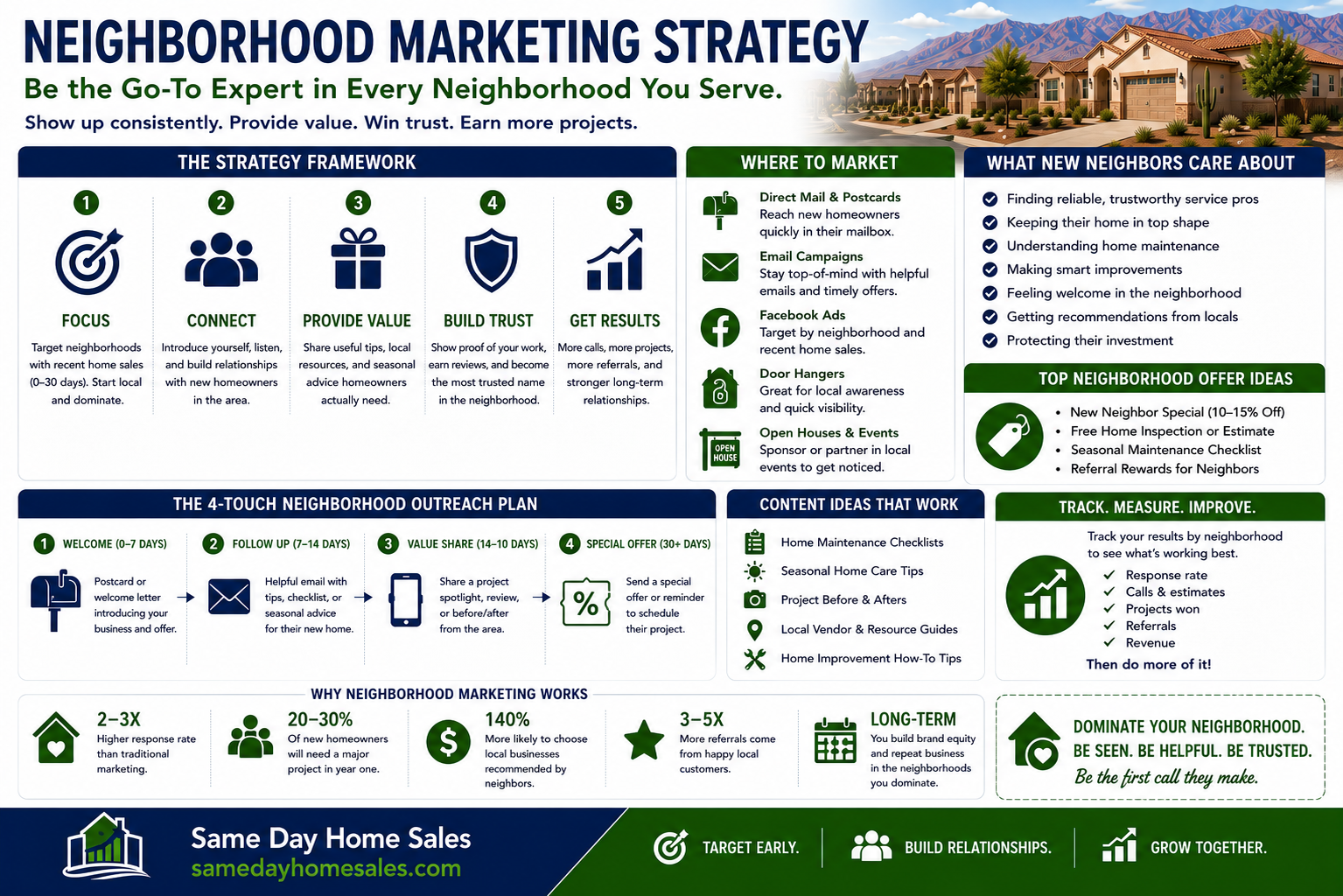 Neighborhood marketing strategy using recent home sales data to target homeowners with local advertising campaigns.