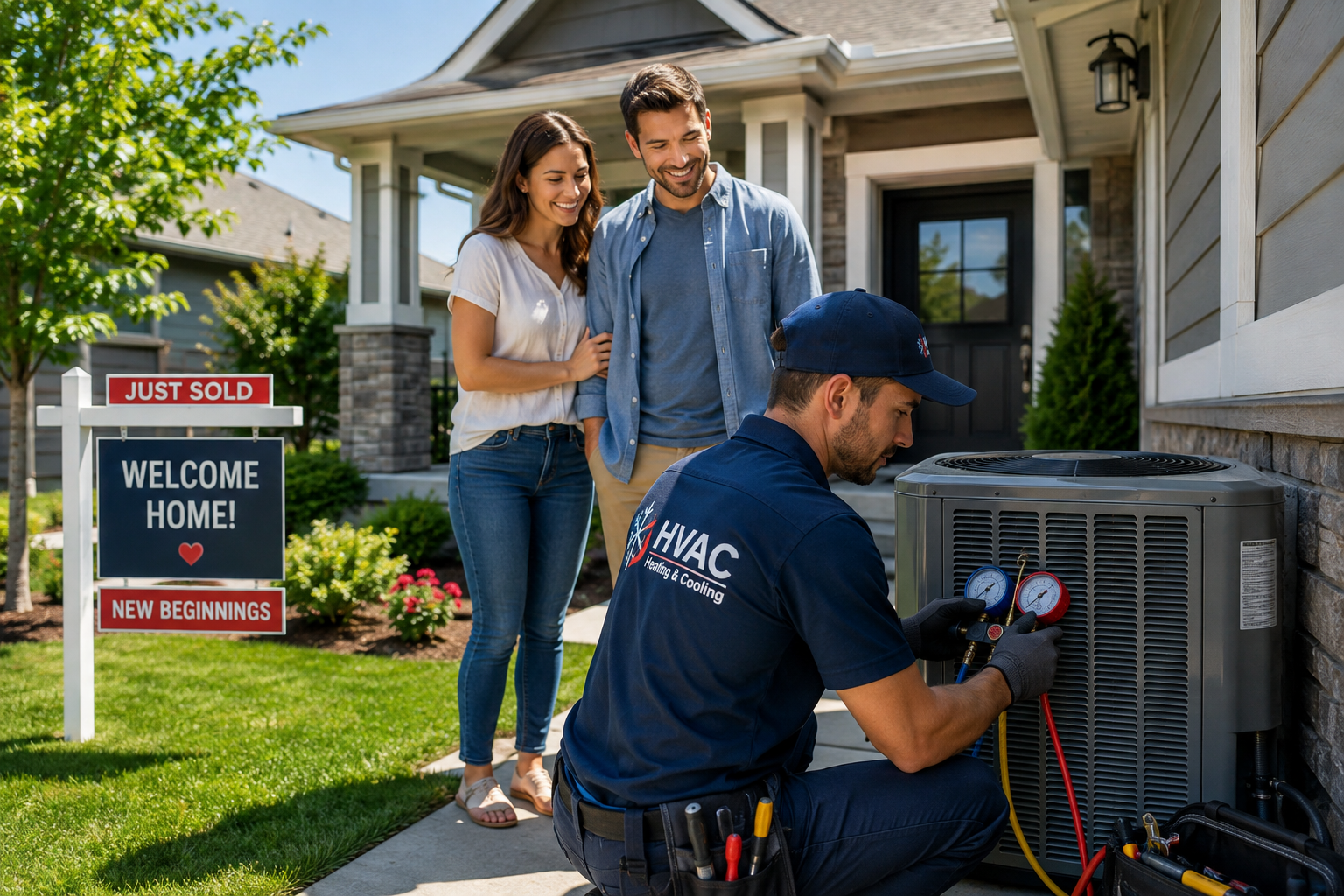 HVAC contractor providing heating and air conditioning services for a recently purchased home.