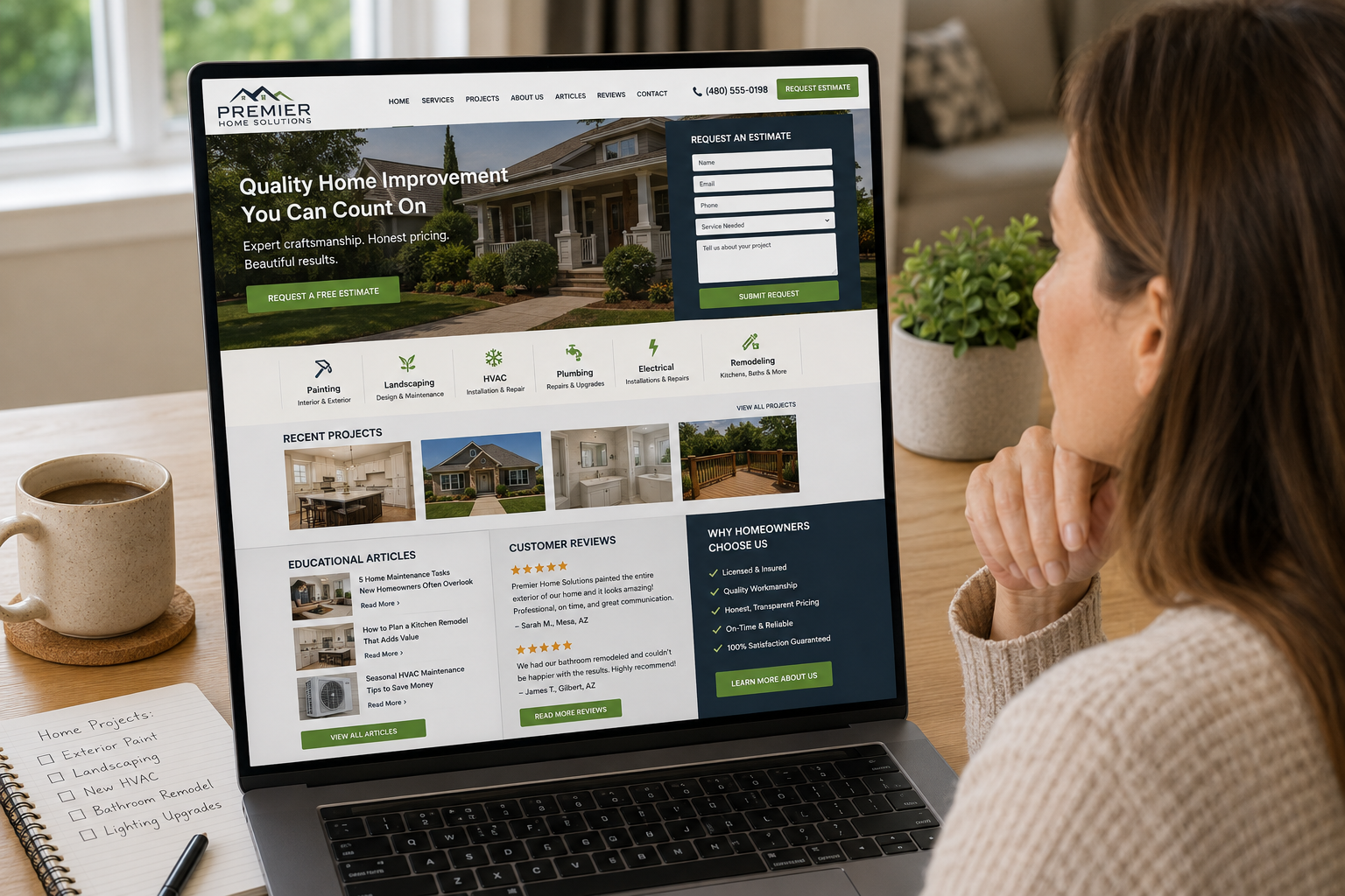 Contractor website used to market your contracting business to new homeowners.
