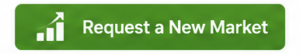 Green "Request a New Market" button allowing visitors to request future service area expansion.