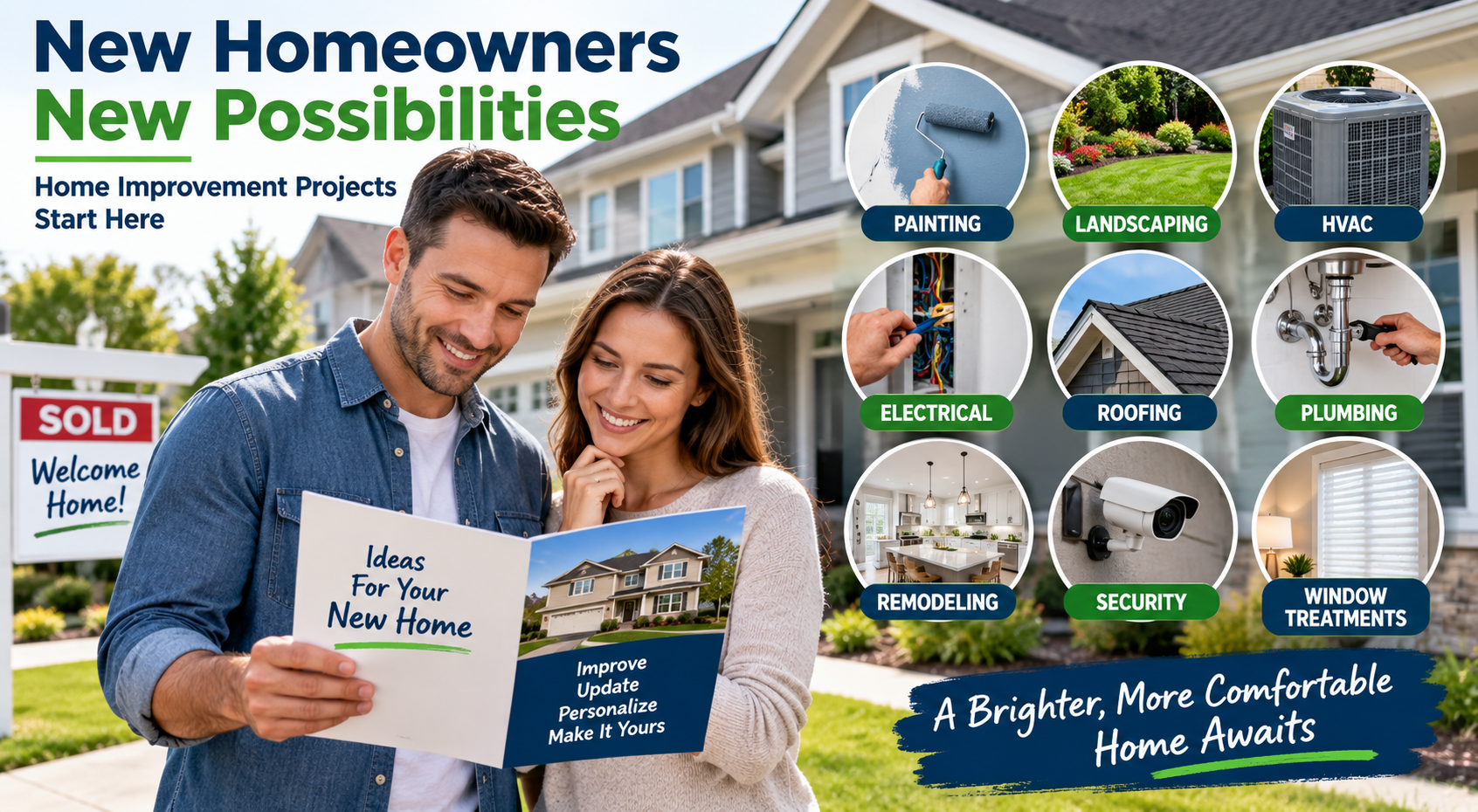 Recent homeowners considering painting, landscaping, HVAC, electrical, roofing, and remodeling services.