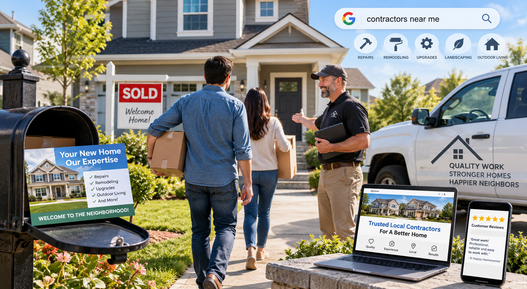 New homeowner marketing lead generation system for contractors
